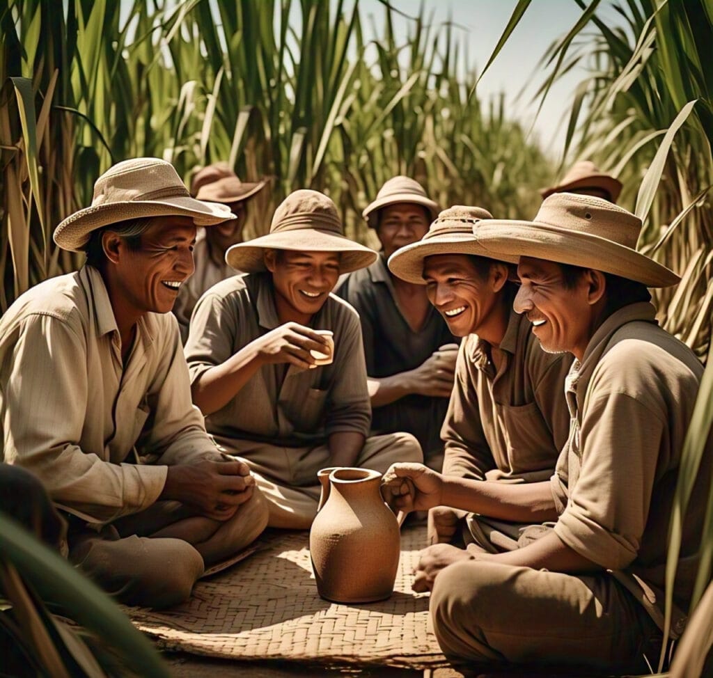 Don Chon tomando la copa con sus amigos
