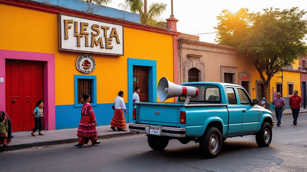 Camioneta anunciando el Circo de Don Ramón